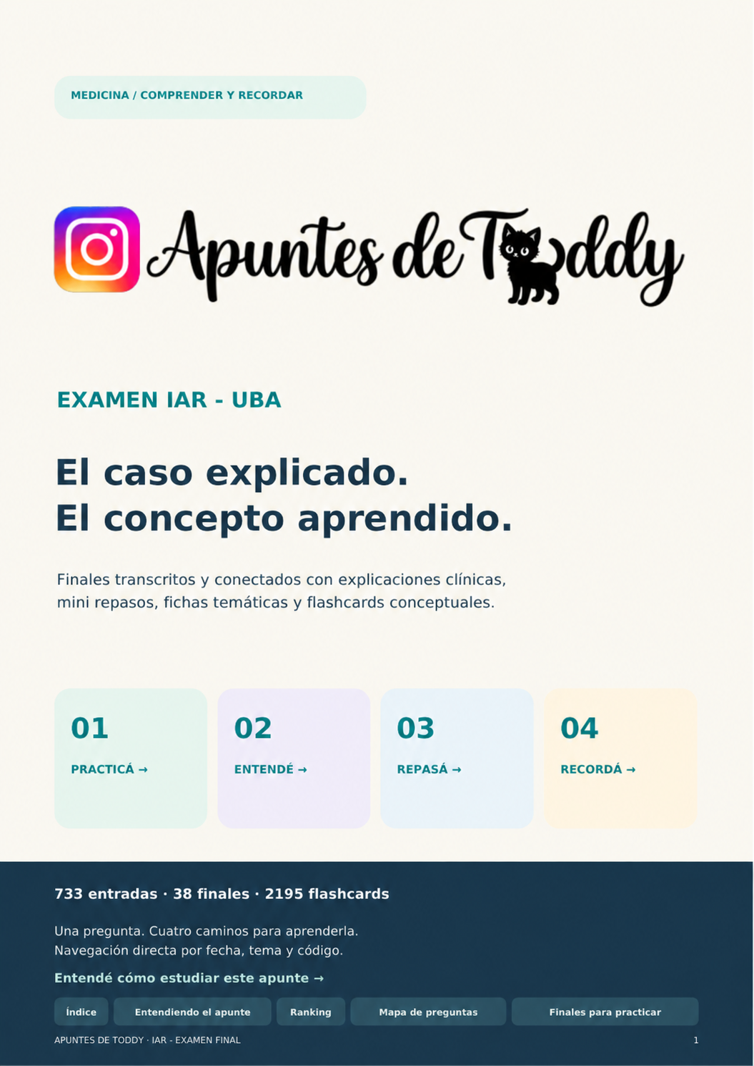 Portada de Apuntes de Toddy: examen IAR, choices, explicaciones, repasos y flashcards